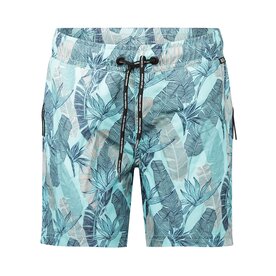 No Way Monday Swimshort Mid Length - AOP Aqua Blue