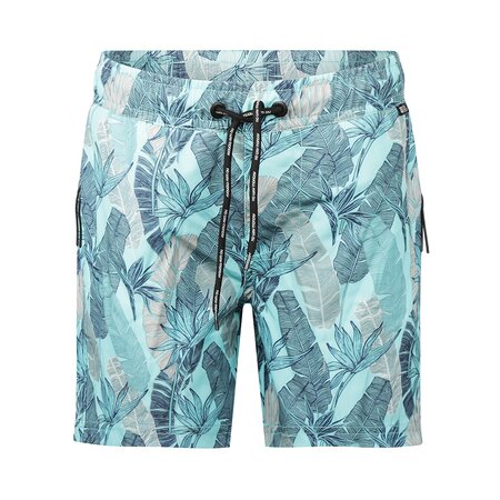 No Way Monday Swimshort Mid Length - AOP Aqua Blue