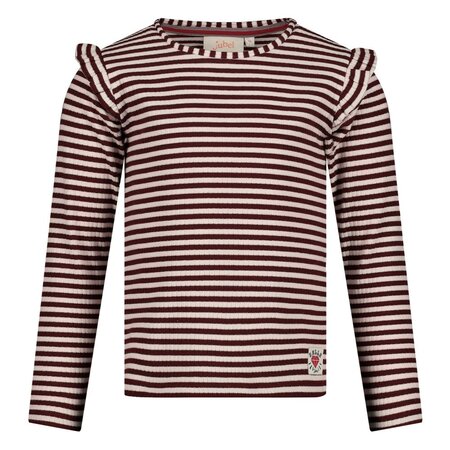 Jubel Longsleeve Rib Streep Bordeaux - Daily Princess