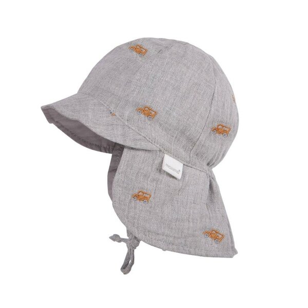 Maximo GOTS BABY Zonnehoed Auto, nekbescherming, mousseline stof geborduurd, Voering, UV50