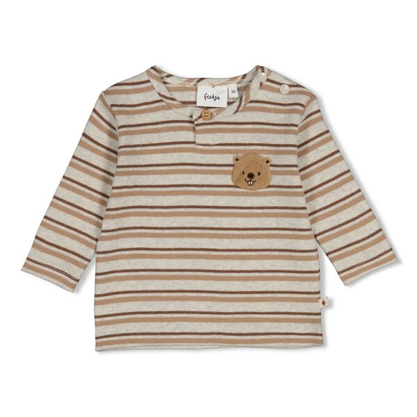Feetje Longsleeve met Streep Grijs Melange - Tiny Timber Tales
