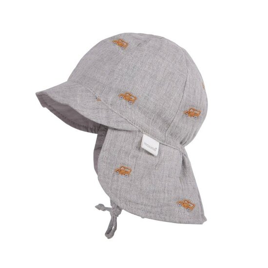 Maximo GOTS BABY Zonnehoed Auto, nekbescherming, mousseline stof geborduurd, Voering, UV50