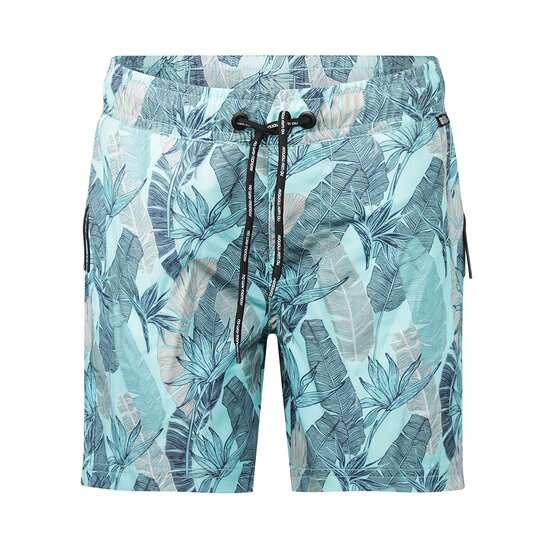No Way Monday Swimshort Mid Length - AOP Aqua Blue