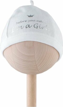 BamBam Babymutsje "I am a girl" - Wit
