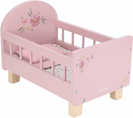 Little Dutch Poppenbed &ndash; Soft Flowers &ndash; Roze Hout