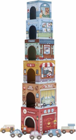 Little Dutch Stapelblokken met Auto's