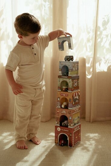 Little Dutch Stapelblokken met Auto's