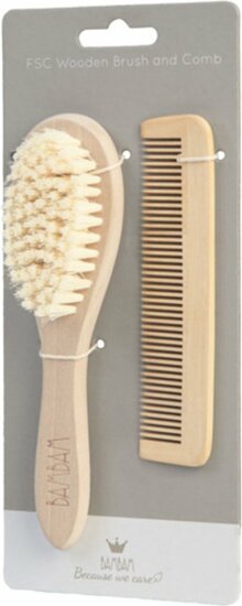 BamBam Eco-vriendelijk houten Borstel &amp; Kam - Lichte kleur hout