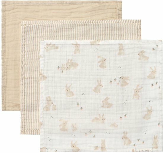 Little Dutch Monddoekjes Hydrofiel baby Bunny - 3 Stuks - 25 x 25 cm
