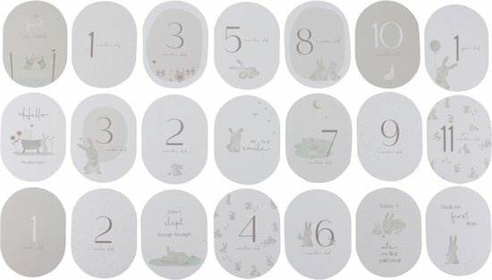 Little Dutch Mijlpaal kaarten 'Mijn eerste jaar' Baby bunny FSC