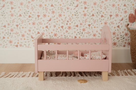 Little Dutch Poppenbed &ndash; Soft Flowers &ndash; Roze Hout