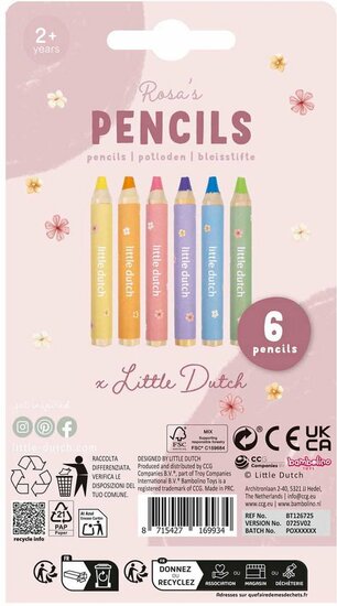 Little Dutch 6 Kleurpotloden Rosa